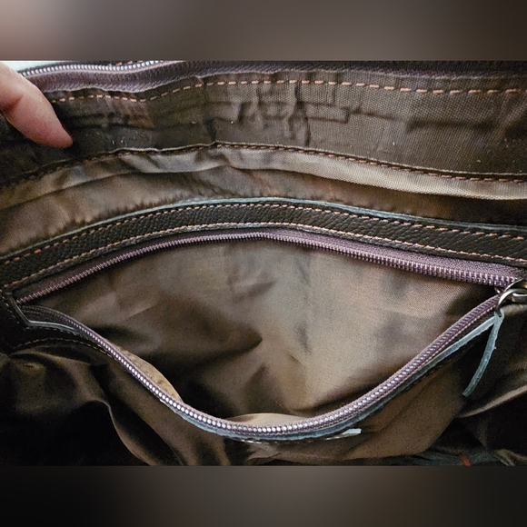 New No Tags Large Real Cowhide NFR Western Leather Brown & White Fringe Tote Bag - Picture 6 of 7